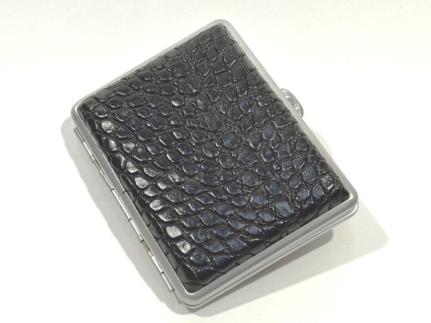 Портсигар S.Quire сталь 21-7495Bl-MC иск.кожа/чёрный