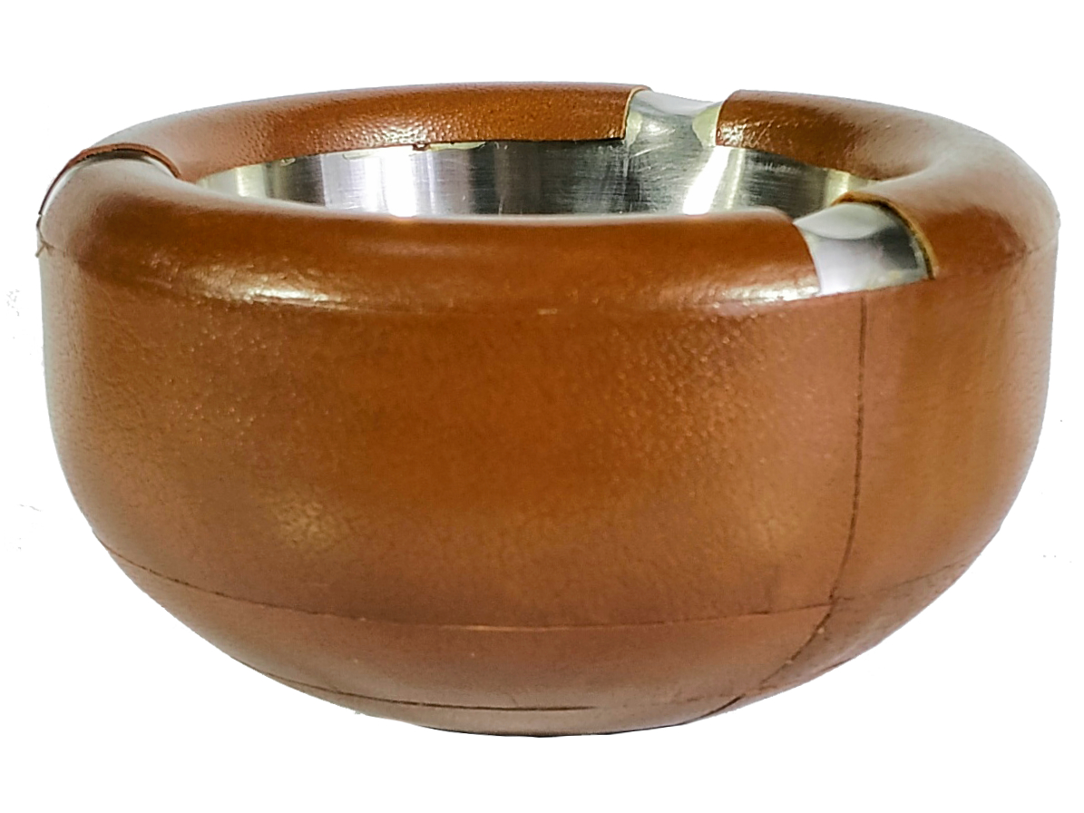 Пепельница круглая A-502 tan/brown/кожа