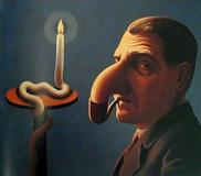 Рене Магритт - Портрет с трубкой, 1950 г.